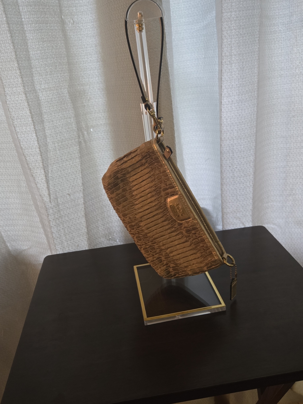 Coach Gold Textured Wristlet Clutch